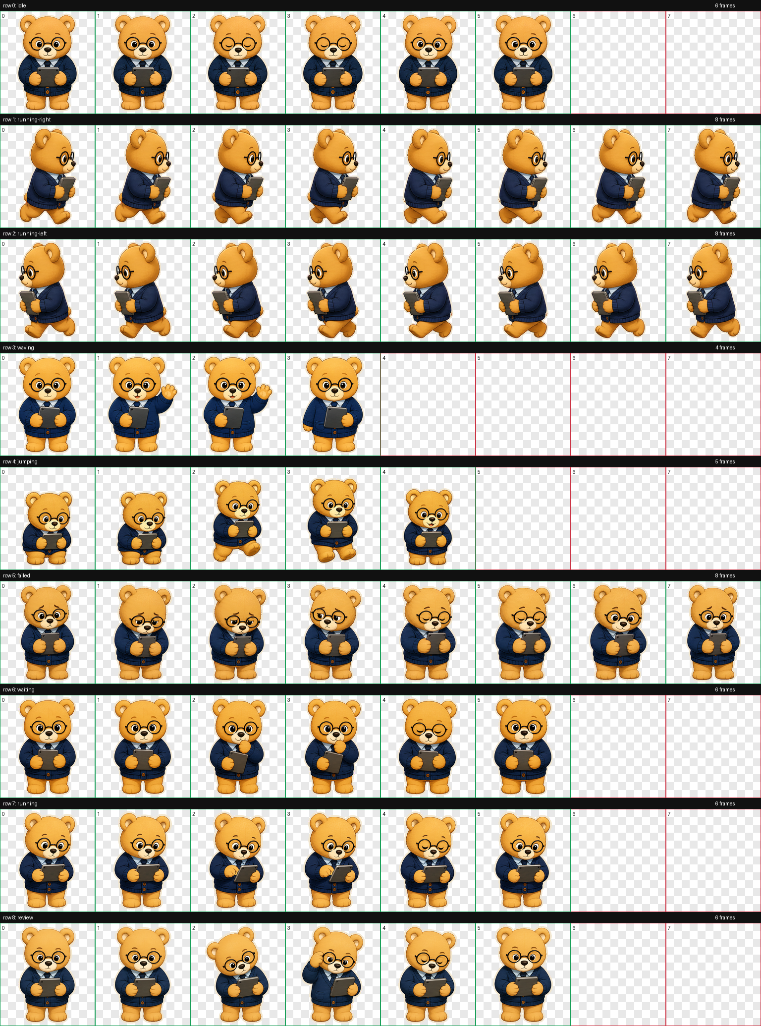 Teddy mood board showing nine cozy animation moods